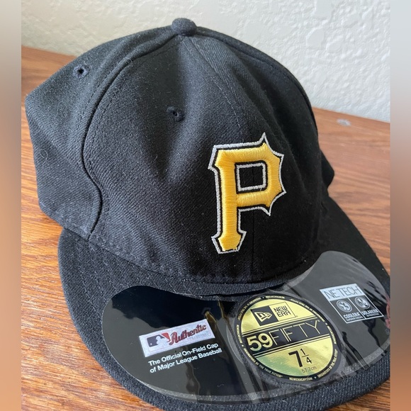 New Era 59 Fifty Pittsburg Pirates MLB Fitted Hat/Cap Black 7 1/4 Men - Picture 1 of 9
